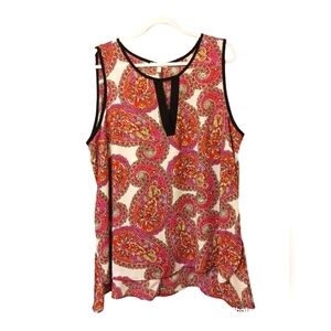 Spense Woman Paisley Print Boho Tunic Tank Top Hi Lo Hem 1X